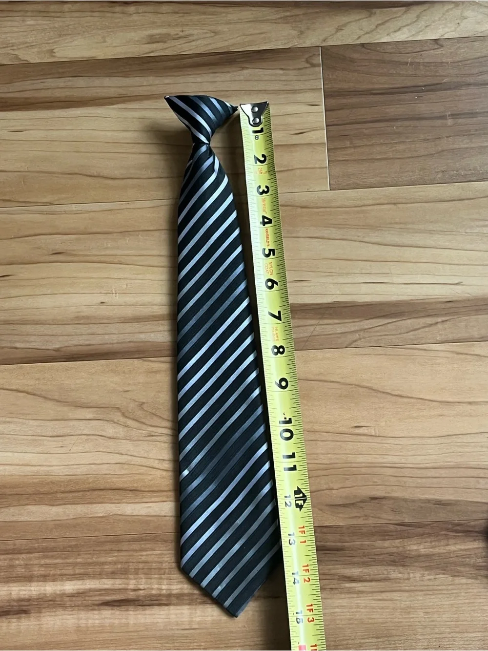Boys Black Gray Striped Pre-Tied Adjustable Necktie